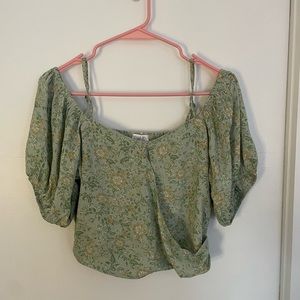 Green Patterned Blouse